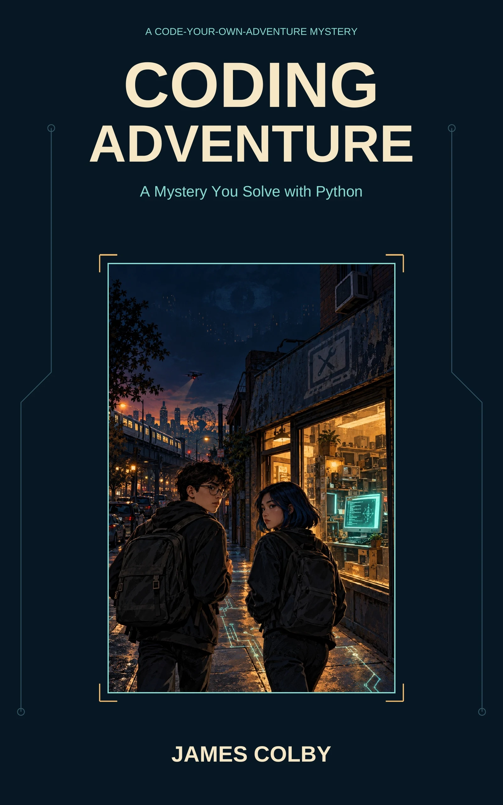 Cover of Coding Adventure: A Mystery You Solve with Python, by James Colby